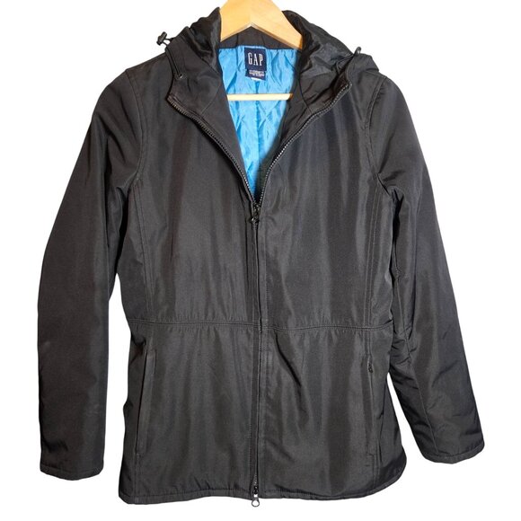 VTG GAP Black Women Utility Jacket M Hooded Gorpcore Clean Girl Fall Layering - Picture 2 of 11